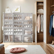 12 Slot Modular Plastic Shoe Rack Storage Unit Space Saving Organiser by Songmics