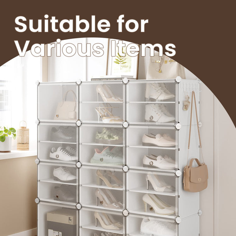 12 Slot Modular Plastic Shoe Rack Storage Unit Space Saving Organiser by Songmics