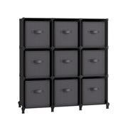9 Cube Storage Organiser with Fabric Drawers in Ink Black and Dove Grey by Songmics