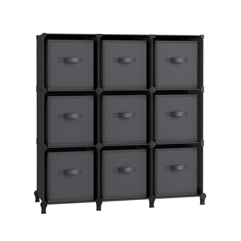 9 Cube Storage Organiser with Fabric Drawers in Ink Black and Dove Grey by Songmics