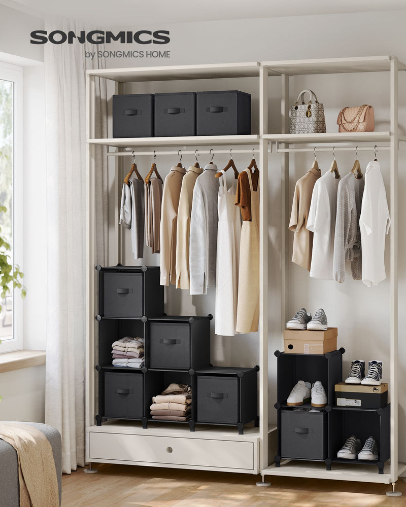 9 Cube Storage Organiser with Fabric Drawers in Ink Black and Dove Grey by Songmics