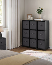 9 Cube Storage Organiser with Fabric Drawers in Ink Black and Dove Grey by Songmics