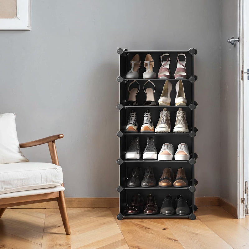 10 Tier Modular Shoe Rack with Doors Plastic Storage Shelves for Hallway by Songmics