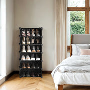 10 Tier Modular Shoe Rack with Doors Plastic Storage Shelves for Hallway by Songmics