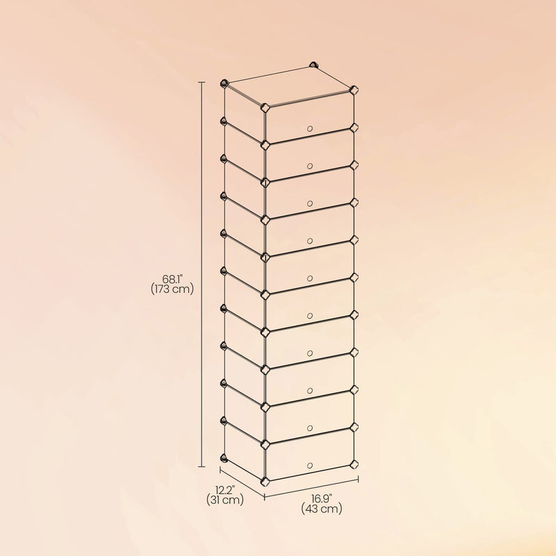 10 Tier Cube Storage Organiser Shelving Unit for Home or Office by Songmics