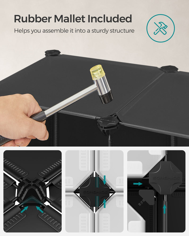 12 Cube Stackable Storage Organiser with Customisable Shelves for Home or Office by Songmics