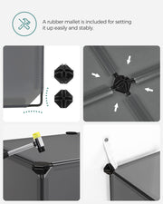 16 Cube Storage Organiser with Fabric Boxes in Slate Grey Ideal for Home or Office by Songmics