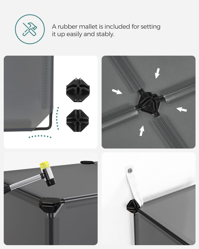 16 Cube Storage Organiser with Fabric Boxes in Slate Grey Ideal for Home or Office by Songmics