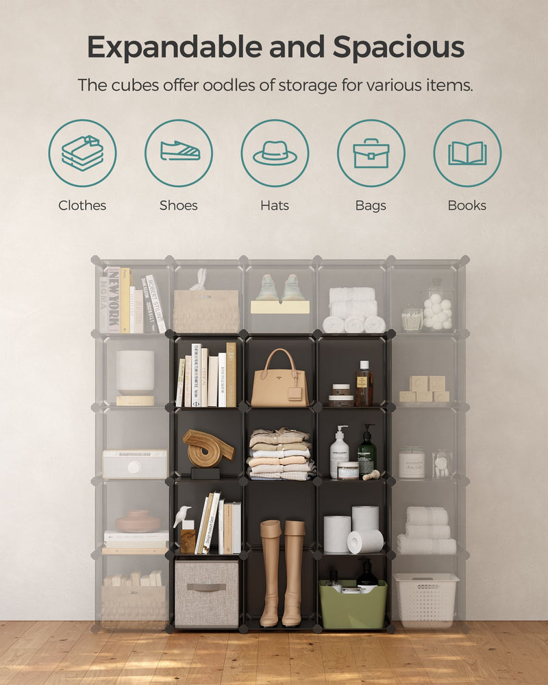 16 Cube Storage Organiser with Fabric Boxes in Slate Grey Ideal for Home or Office by Songmics