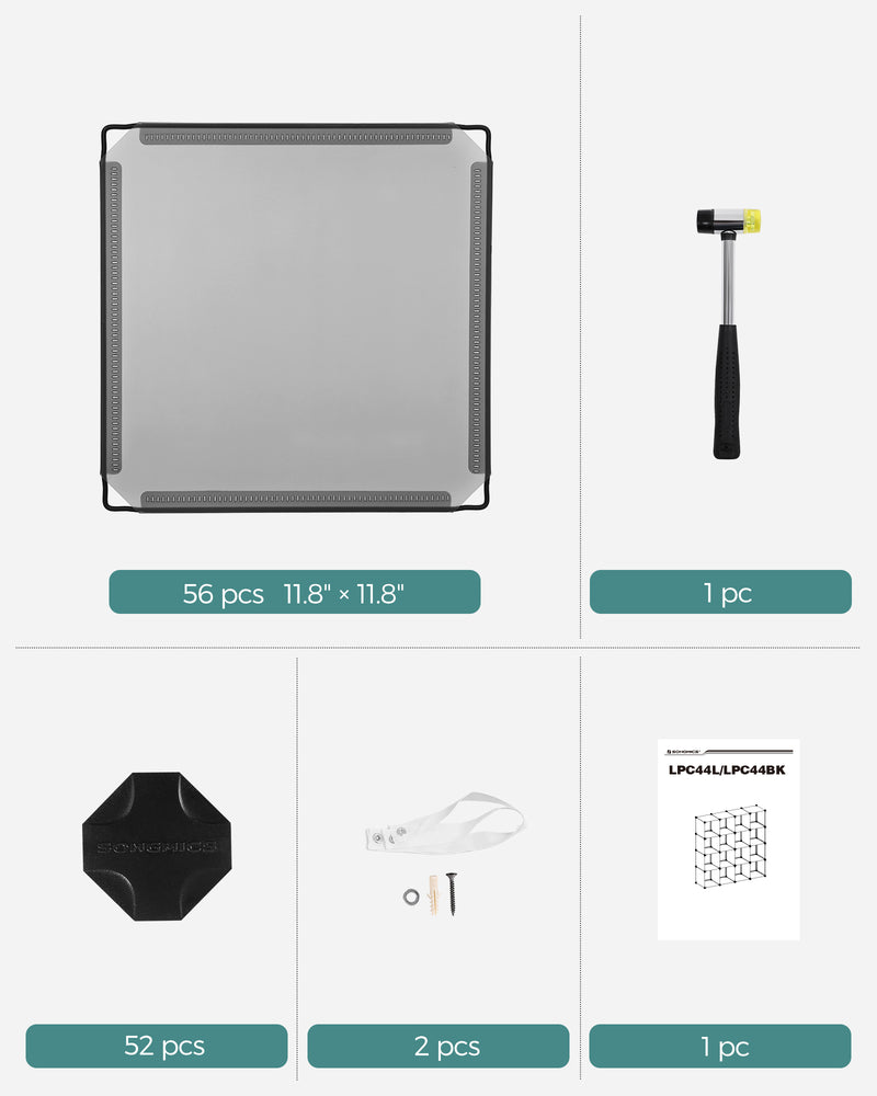 16 Cube Storage Organiser with Fabric Boxes in Slate Grey Ideal for Home or Office by Songmics