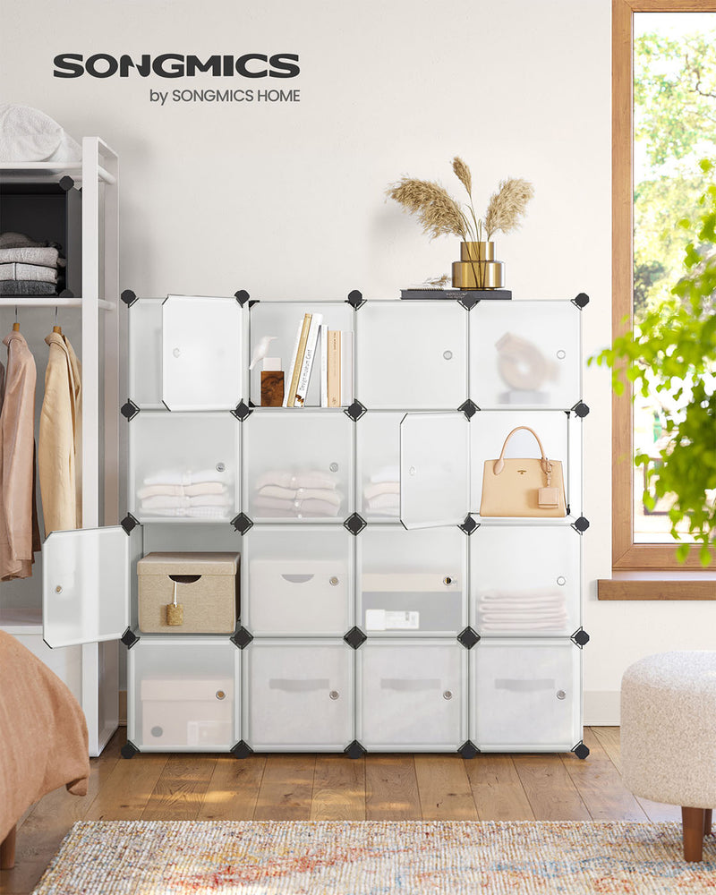 16 Cube Modular Storage Unit with Doors for Home Office or Bedroom by Songmics