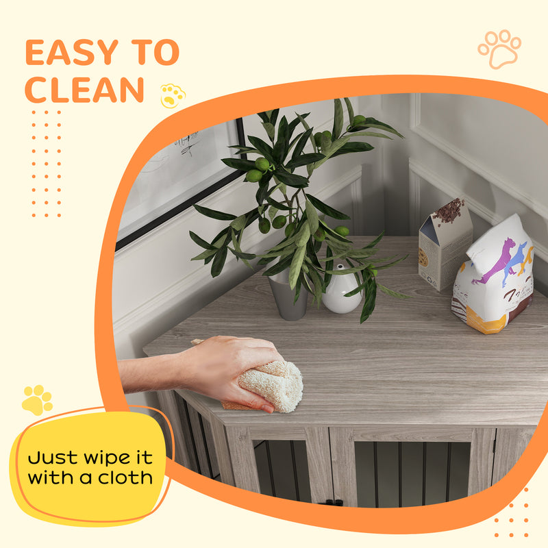 2 in 1 Dog Crate Side Table with Soft Cushion Ideal for Living Rooms Walnut Brown