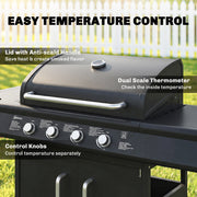5 Burner Gas Barbecue Grill for Easy Family Cooking and Garden Entertaining Black Outsunny