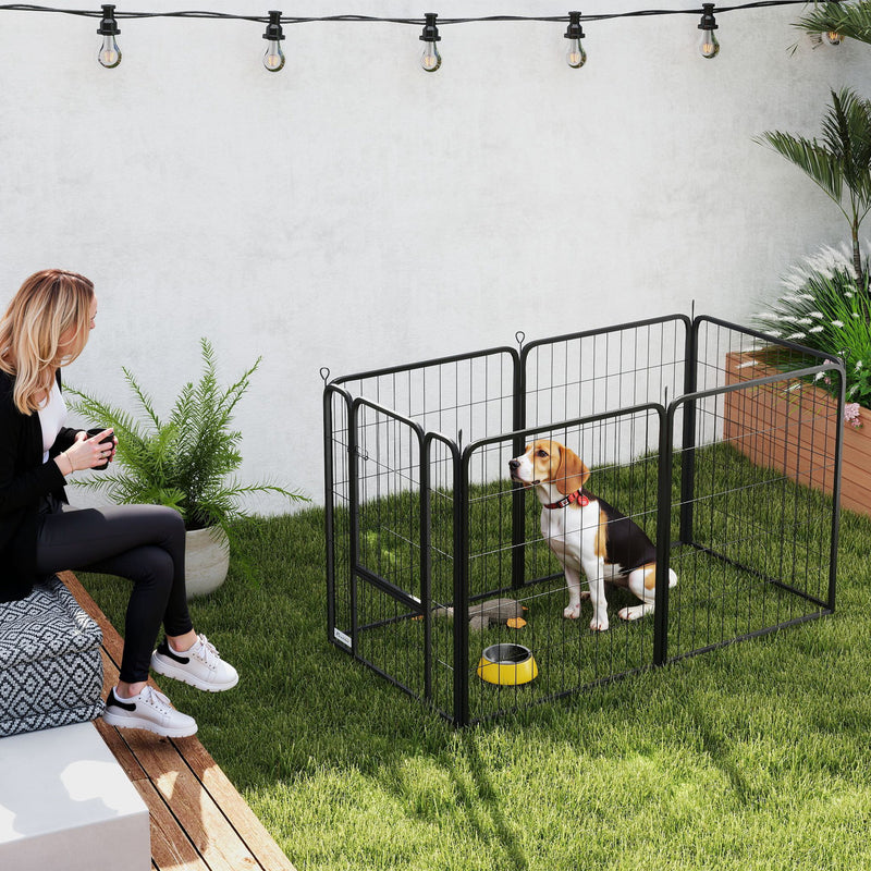 6 Panel Heavy Duty Dog Playpen with Secure Door for Indoor and Outdoor Use 60cm High by PawHut