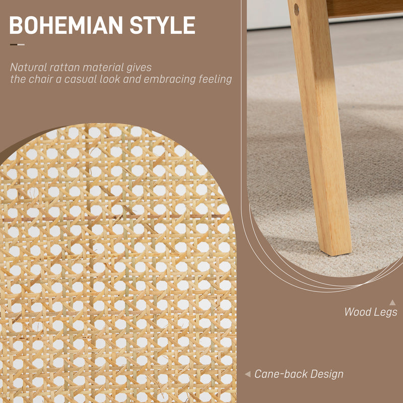 Wooden Rattan Accent Chair with Woven Panel Ideal for Living Room or Lounge, Natural Finish