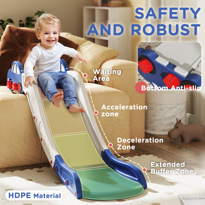 Kids Indoor Slide for Sofa or Bed with Extended Length Easy Storage White and Blue by AIYAPLAY
