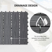 Garden dining table set for six with weather-resistant finish grey AOSOM