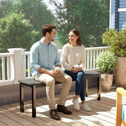 Garden Bench for Two with Durable Wood Effect Seat and Steel Frame Grey Black Outsunny