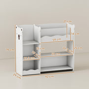 Kids Toy Storage Shelf With Bear Design for Easy Organisation and Independent Use White AOSOM