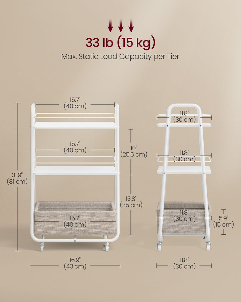 Storage Trolley with Basket on Wheels for Home Organisation by Vasagle VASAGLE