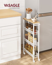 Rolling Kitchen Cart with Storage Shelves and Locking Wheels Space Saving Design by Vasagle