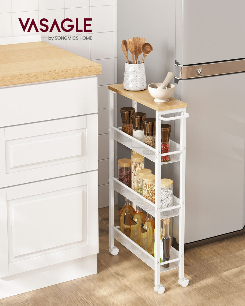 Rolling Kitchen Cart with Storage Shelves and Locking Wheels Space Saving Design by Vasagle