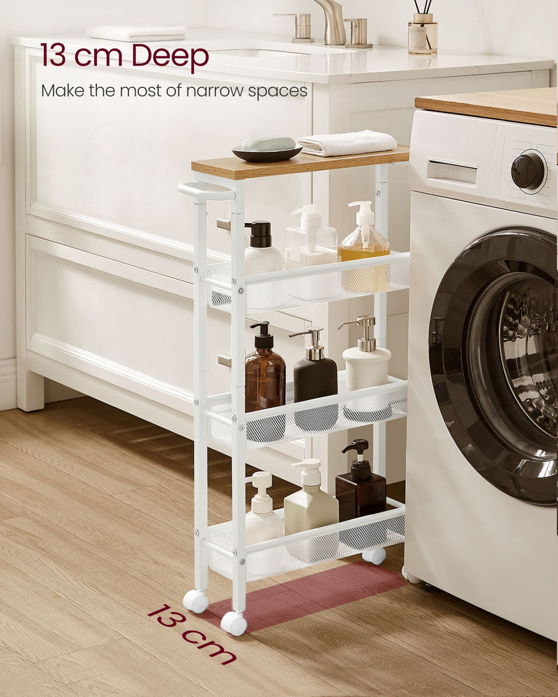 Rolling Kitchen Cart with Storage Shelves and Locking Wheels Space Saving Design by Vasagle