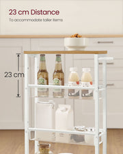 Rolling Kitchen Cart with Storage Shelves and Locking Wheels Space Saving Design by Vasagle