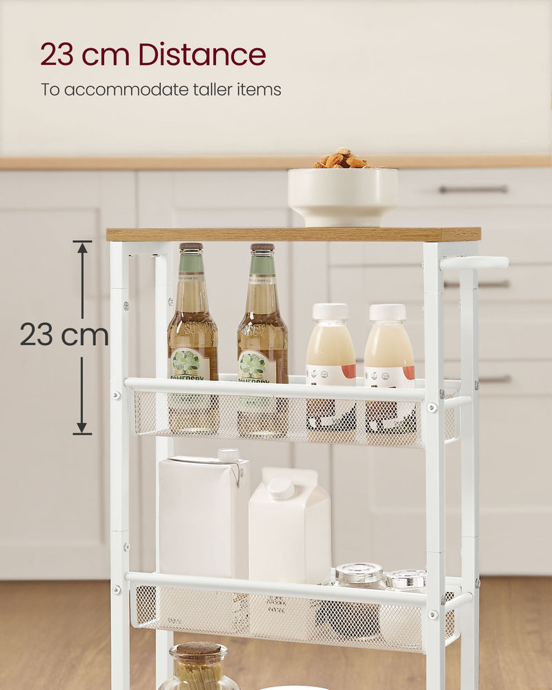 Rolling Kitchen Cart with Storage Shelves and Locking Wheels Space Saving Design by Vasagle