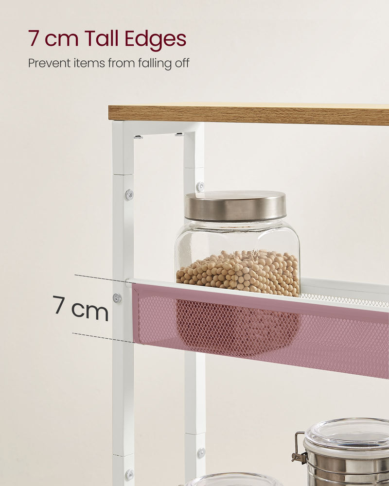 Rolling Kitchen Cart with Storage Shelves and Locking Wheels Space Saving Design by Vasagle