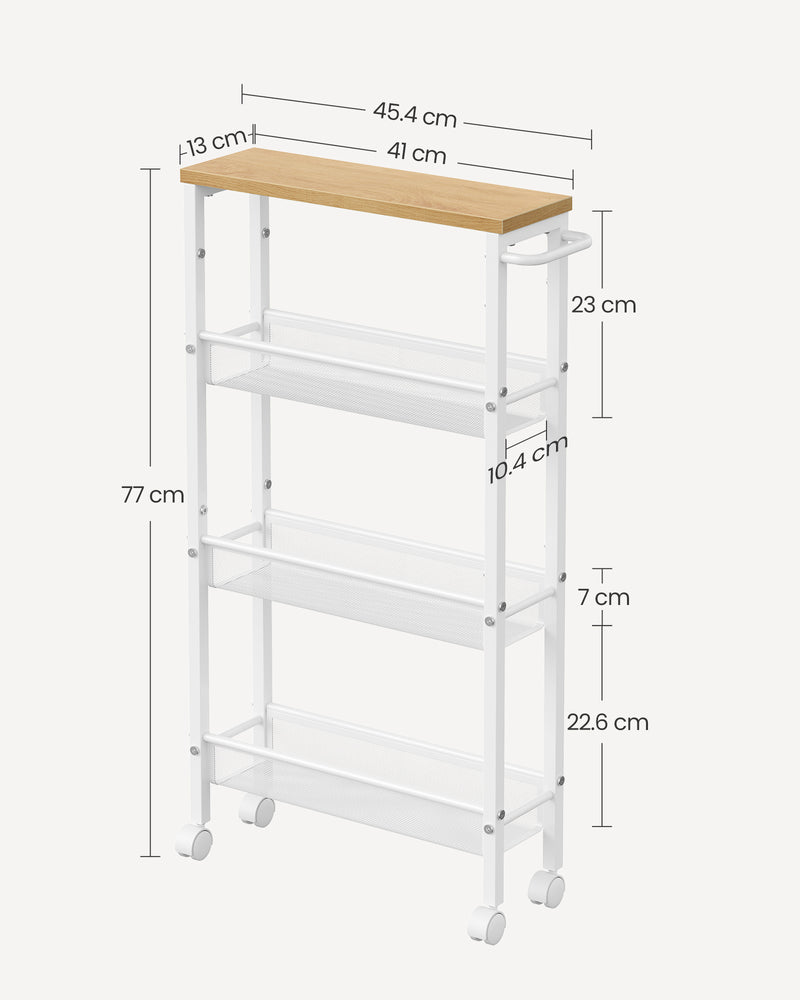 Rolling Kitchen Cart with Storage Shelves and Locking Wheels Space Saving Design by Vasagle