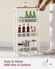 Rolling Kitchen Cart with Storage Shelves and Locking Wheels Space Saving Design by Vasagle