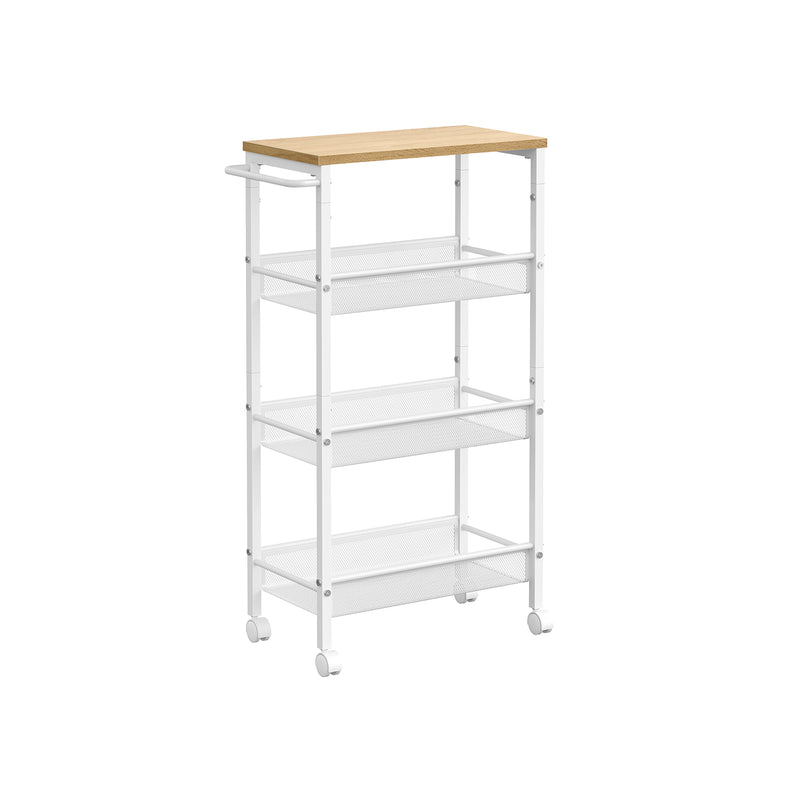Rolling Kitchen Cart with Storage Shelves and Lockable Wheels for Small Spaces by Vasagle