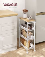 Rolling Kitchen Cart with Storage Shelves and Lockable Wheels for Small Spaces by Vasagle