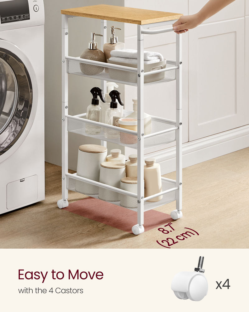 Rolling Kitchen Cart with Storage Shelves and Lockable Wheels for Small Spaces by Vasagle