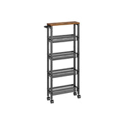 Rustic Brown and Black 5 Shelf Rolling Storage Trolley with Metal Frame by Vasagle