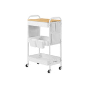 White 3 Tier Storage Trolley with Table Top for Kitchen or Office by Songmics