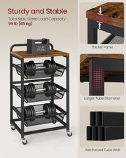 Storage Trolley with Pull Out Baskets Handle and Lockable Wheels for Home Organisation by Vasagle