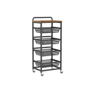 Storage Trolley with Wheels Handle and Removable Wire Baskets for Home Organisation by Vasagle