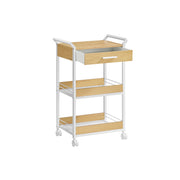 3 Tier Rolling Storage Trolley with Drawer For Kitchen by Vasagle, Oak and White