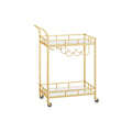 Gold Drinks Trolley with Wheels and Glass Shelves for Home or Bar by Vasagle