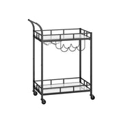 Black Drinks Trolley with Wheels and Two Shelves for Home or Bar Use by Vasagle