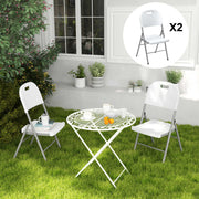 Set of Two Foldable Outdoor Chairs in White for Garden or Camping by Outsunny