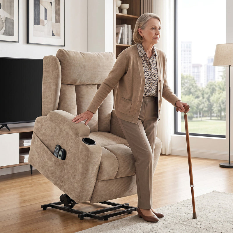 Power Lift Recliner Chair Brown - angle view