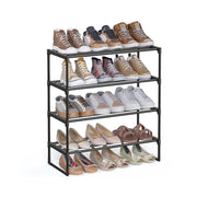 4 Tier Black Shoe Rack Stackable Storage Organiser Holds Up To 16 Pairs by Songmics