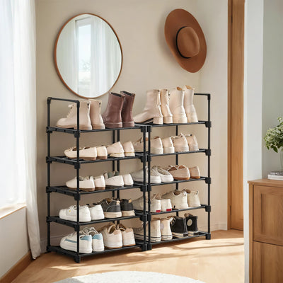 10 Tier Metal Shoe Rack with Customisable Design for Organised Storage by Songmics