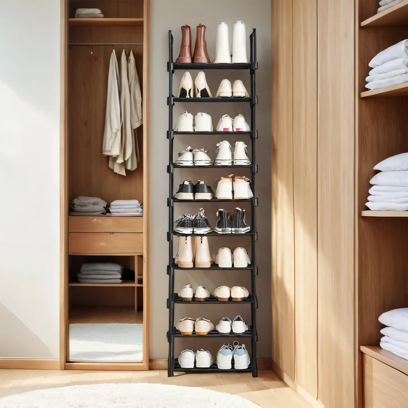 10 Tier Metal Shoe Rack with Customisable Design for Organised Storage by Songmics