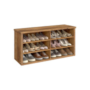 Wooden Entryway Shoe Storage Bench With Adjustable Shelves by Vasagle, 100x29x50cm