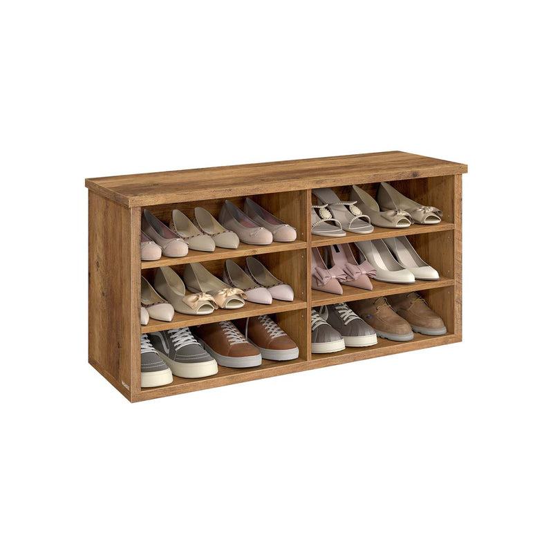 Wooden Entryway Shoe Storage Bench With Adjustable Shelves by Vasagle, 100x29x50cm