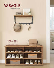 Wooden Entryway Shoe Storage Bench With Adjustable Shelves by Vasagle, 100x29x50cm